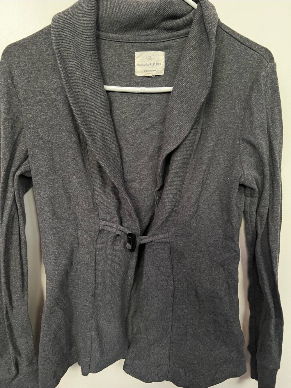 Banana Republic Charcoal Gray Shawl-Collar Cardigan with Toggle